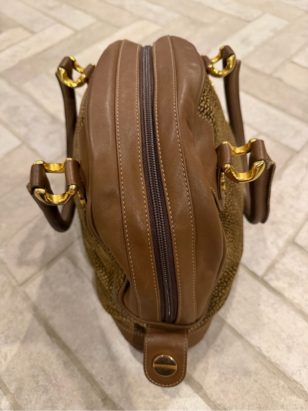 Vintage Borbonese Partridge Eye Dome Satchel Made in Italy - Picture 4 of 13